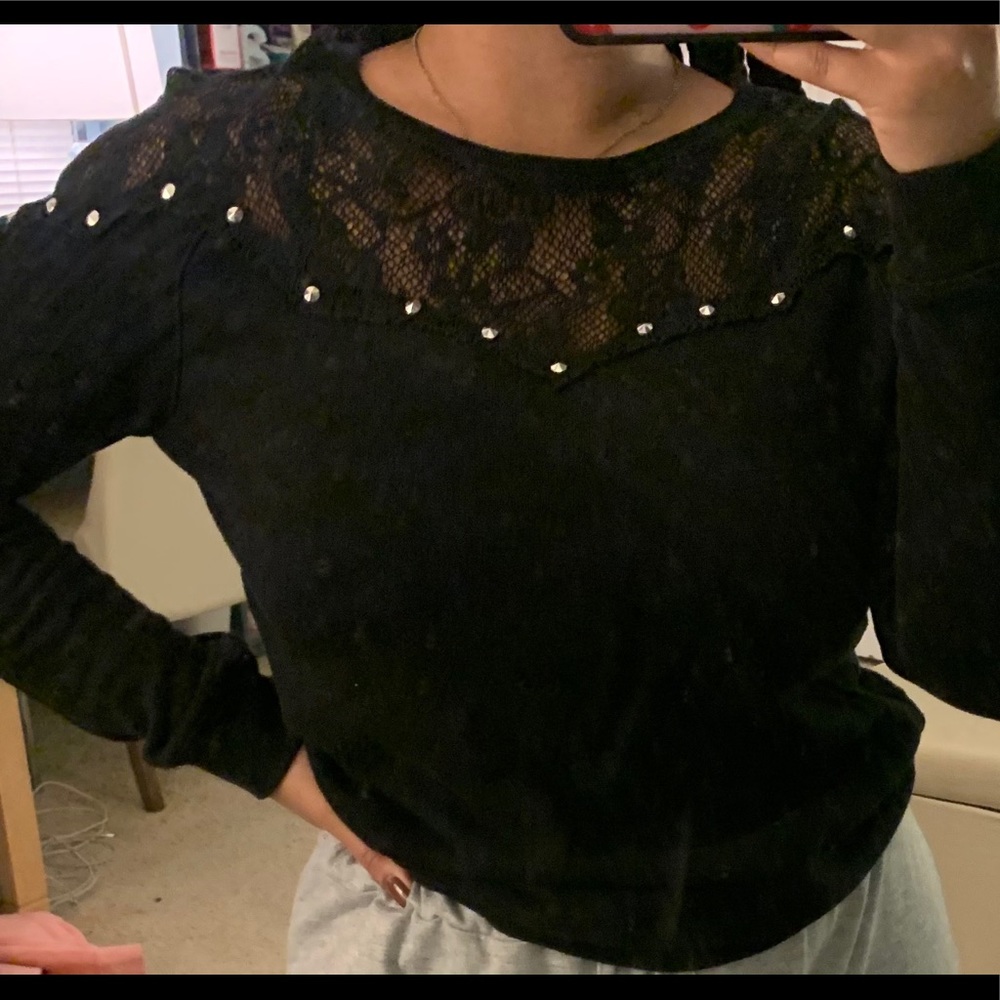 Lace cutout sweater